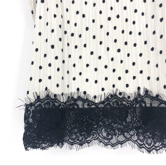TOPSHOP polka dot pleated cami top lace hem - Picture 5 of 8